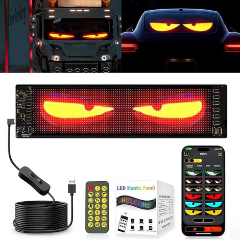 Occhi LED per camion, luci per auto Demon, display LED flessibile programmabile, auto, camion, tabellone espositivo per negozi, design dinamico fai da te (1/5)