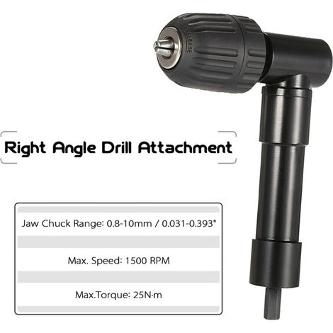 Mandrin à Angle Droit 90° Auto-Serrant Adaptateur pour Perceuse, Visseuse, adaptateur de perçage d'angle (1/5)