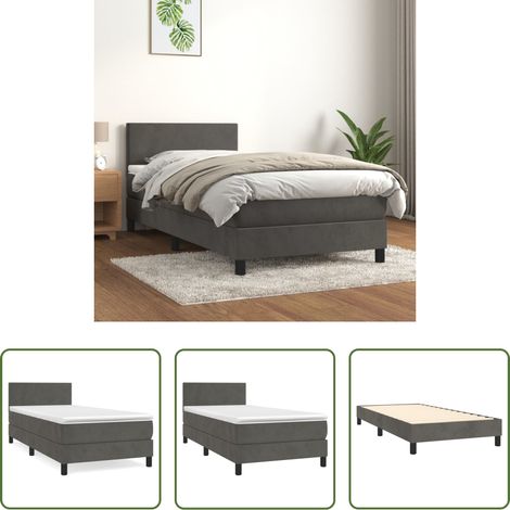 Sommeil réparateur - Sommier à lattes de lit et matelas Gris foncé 90x200 cm Velours (1/5)