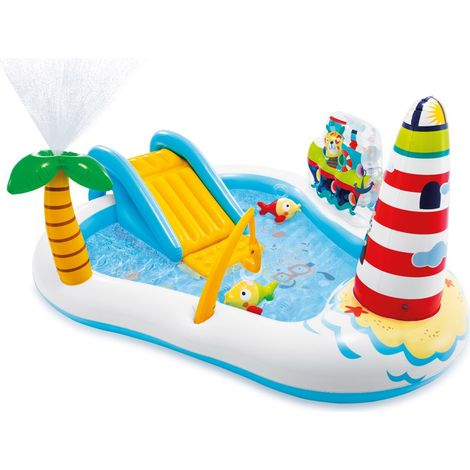 Intex 57162 piscina gonfiabile fishing cm 218x188x99 con stazione gioco e scivolo (1/10)