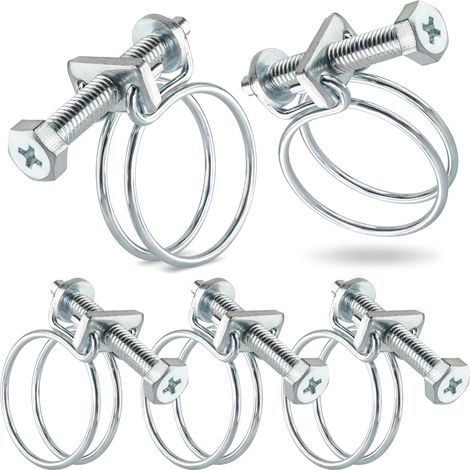 5 Collier de serrage, double fil W1, acier galvanisé, diamètre 2mm, pour tuyaux spirales 26-30mm
