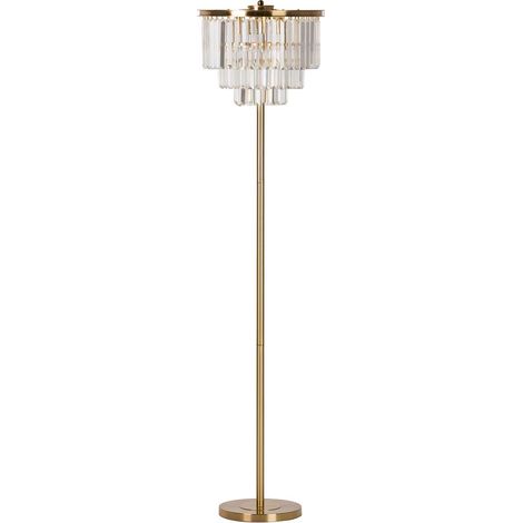 Lampadaire en métal doré et verre 40x40x160 cm (1/2)
