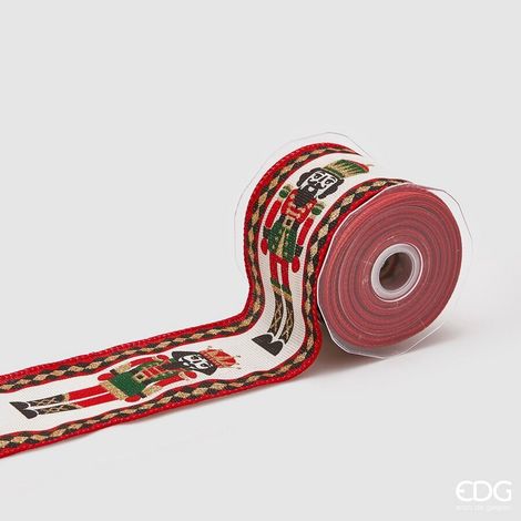 EDG Enzo De Gasperi Nastro Natale con Soldatino H 65 Mm 10 Mt Verde Rosso