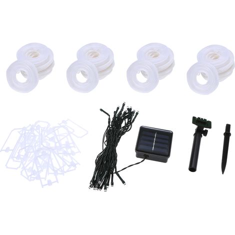 Guirnalda de luces solares de 8 metros de largo con 40 LED y dos modos de iluminación: luz fija y parpadeo. Flexible, maleable y resistente al agua (IP44). Batería integrada de 400 mAh. (1/5)
