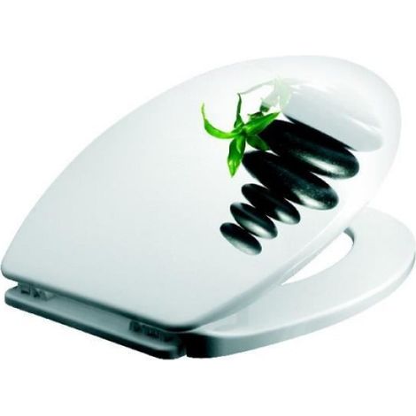 Abattant Wc - Polypropylene - 456 X 361 X 40 Mm - Fixations Ajustables 45 À 180 Mm - Blanc Noir Vert - 1 Pièce (1/2)