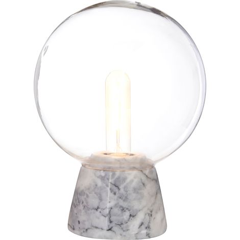 Interiors by Premier Versatile Globe Lamp With Grey Marble Base, Contrasting Bedside Table Light, Contemporary Modern Lamp (1/5)