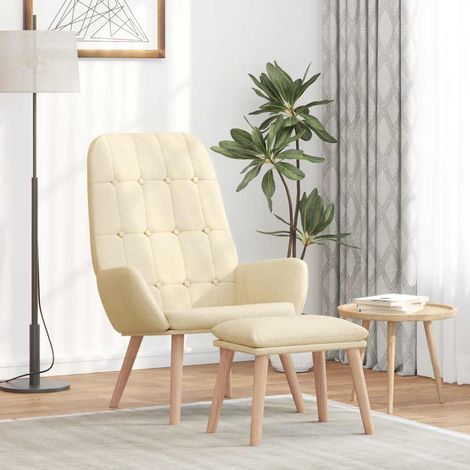 Teenpull – Relaxsessel mit Hocker Creme Stoff (1/5)