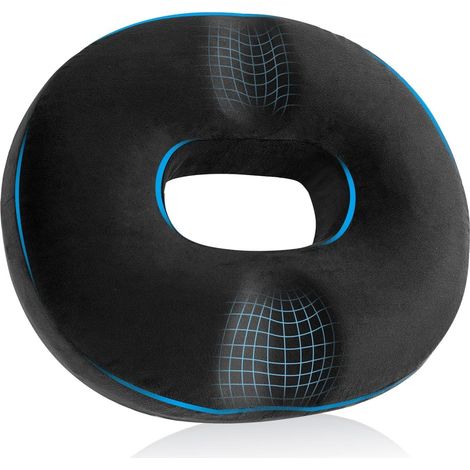 Cushion de Chaise Donut Coussin Orthopédique pour Coccyx en Mousse à Mémoire, Ergonomique Coussin Siège pour Bureau, Voiture, Fauteuil Roulant,40x45x9cm, Noir (1/5)