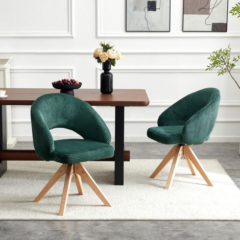Set 2 sedie girevoli velluto verde scuro legno OKMYHOME (1/5)