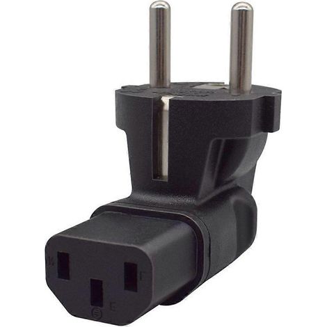 EU 4,8 mm auf C13 Netzsteckeradapter, rechtwinklig, Stecker auf Buchse, PVC