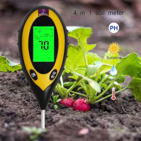 6-in-1 Bodentester für Pflanzen, Feuchtigkeits-, pH-, Licht-, Nährstoff- und Temperaturanalysator, Säuredetektor für Garten, Rasen und Gemüsegarten-lsw (1/5)