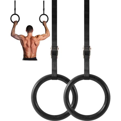 Youyijia Gymnastic Rings with Straps and Metal Buckles Pull Up Ring Exercise Suspension Trainer Non-Slip Gym Ring Fitness Training Equipment for Adults Kids (1/5)