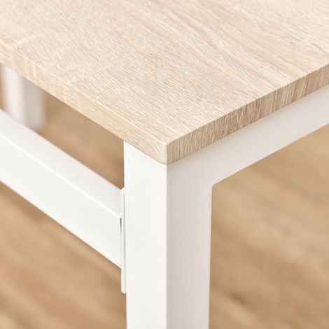Ensemble salle à manger 5 pièces table et 4 chaises MDF imitation bois métal gris blanc moderne