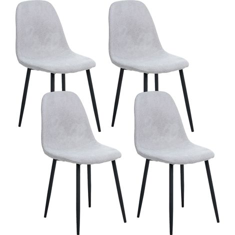 Set of 4 Dining Chairs CRANDALL Fabric Light Grey