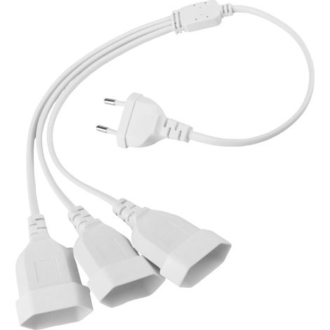 Rallonge Fiche Plate 50CM Multiprise Plate 250 V/2.5 A 3 en 1 Prise Plate Derriere Meuble pour Lampe de Projecteur de Moniteur D'ordinateur TV PC (Blanc) (1/5)