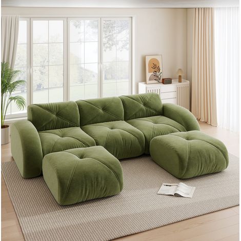 Sofá modular en U de 3 plazas 281 x 171 x 76 cm, sin montaje, verde HAVRYA (1/5)