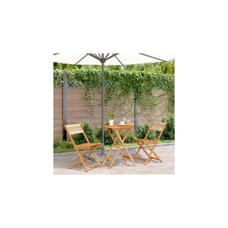 Ensemble de bistro 3 pcs beige polypropylène et bois massif (1/5)