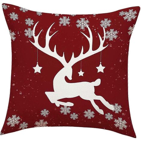 Housses de coussin de Noël 45 x 45 cm, décoration de Noël, housses de coussin décoratives, taies d'oreiller pour canapé, décoration intérieure de Noël-Elk (1/5)