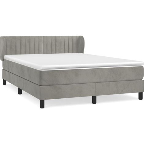 Maison Exclusive - Boxspringbett mit Matratze Hellgrau 140x200 cm (1/5)