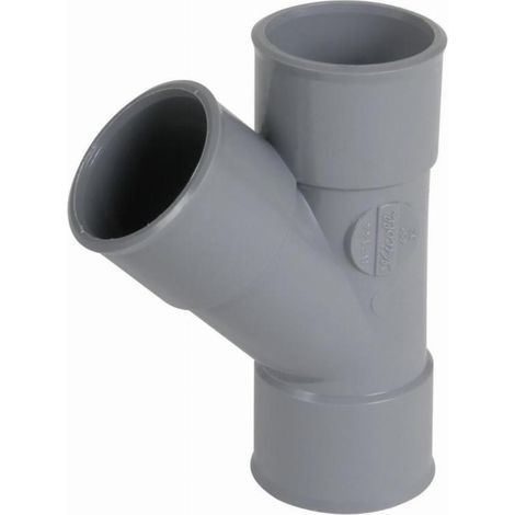 NICOLL Einfaches Nippel- und Abzweigstück, weiblich-weiblich, 45° - PVC grau - Ø 32 mm - BF144