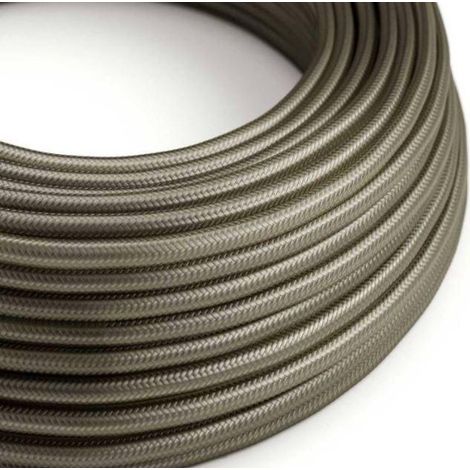 Creative-cables italia cavo elettrico rotondo rivestito in tessuto effetto seta 3x0,75 grigio scuro xz3rm26