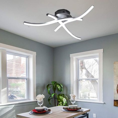 3-Flammige LED Deckenleuchte Moderne Gebogen Lampenschirm LED Für Wohnzimmer Schlafzimmer Esszimmer Flur Eingang - Kaltweiss