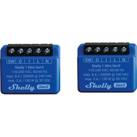 SHELLY Actionneur Wi-Fi 1 Mini Gen 3, bleu, 2 pièces
