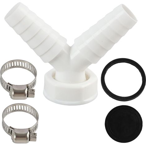 Raccord de vidange double en Y pour lave-linge, adaptateur 20-31 mm pour lave-linge et sèche-linge. Raccord de vidange universel avec 2 colliers de serrage pour lave-vaisselle et siphon. (1/5)