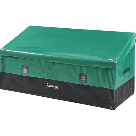 Boîte de rangement d'extérieur jardin 560 litres 155 x 64 cm vert noir (1/5)