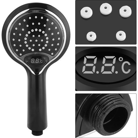 Pommeau de douche de salle de bain portable à affichage numérique de la température et à LED 3 couleurs (1/5)