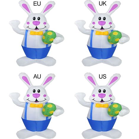 (Inklusive Aufblaspumpe, Betriebsanzeige und englischer Bedienungsanleitung) 1,9 m großer aufblasbarer Osterhase, niedlicher LED-beleuchteter Hase, Cartoon-Gartendekoration (1/5)