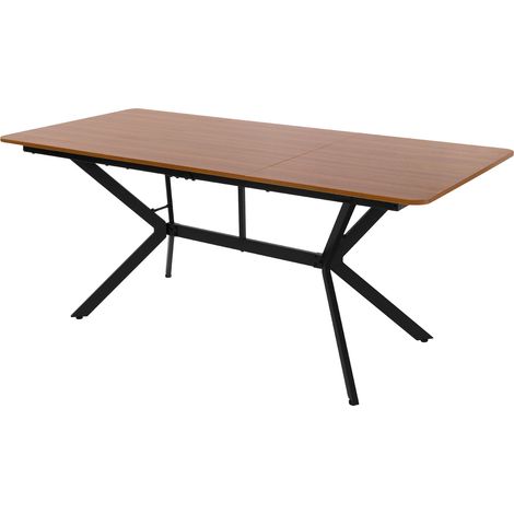 ML-Design Table à Manger Rectangulaire 180x80x75 cm Marron Foncé Structure en Acier, pour 6 personnes, Plateau Spacieux pour Intérieur ou Cuisine, Pieds à Vis Réglables en Hauteur, Stable et Moderne