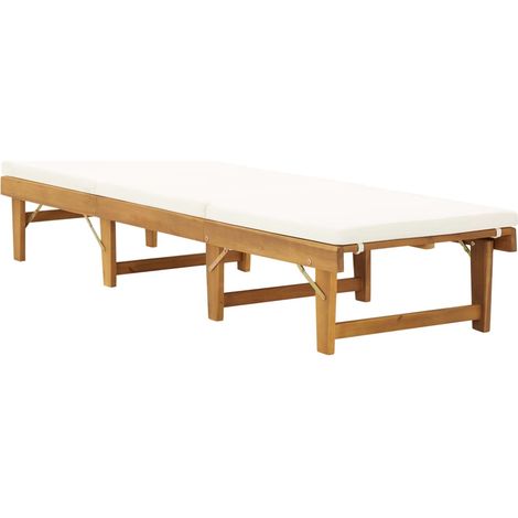 INLIFE Chaise longue pliante avec coussin Bois d'acacia solide (1/5)