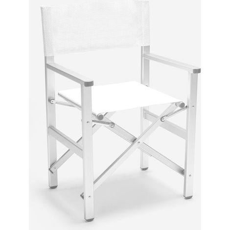 Sedia spiaggia mare pieghevole portatile alluminio textilene Regista Gold - Bianco (1/5)