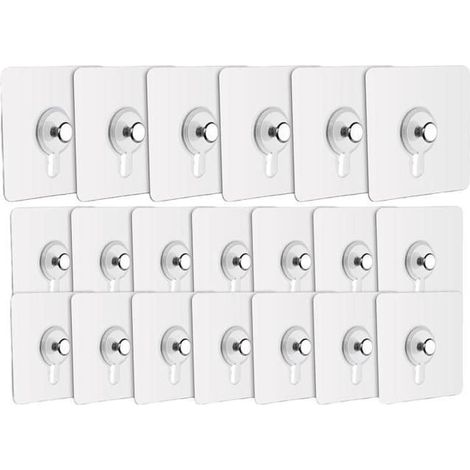 (Transparent) 20 Drill-Free Sturdy Hooks, 75-Wire Outdoor Commercial Quality, Suitable for Bathroom, Kitchen and Office (1/4)