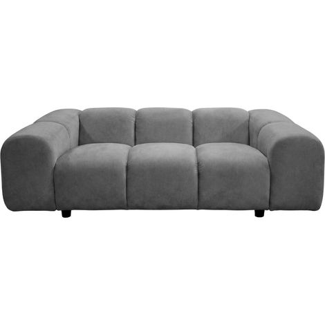 CANDICE - Canapé droit velours lisse 2 places Gris (1/5)