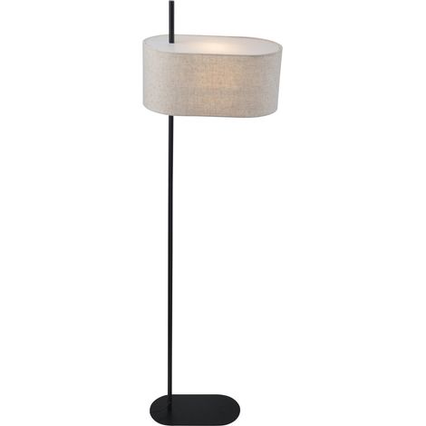 Searchlight Hessian Lampadaire, noir, abat-jour en lin 1x E27 (1/5)