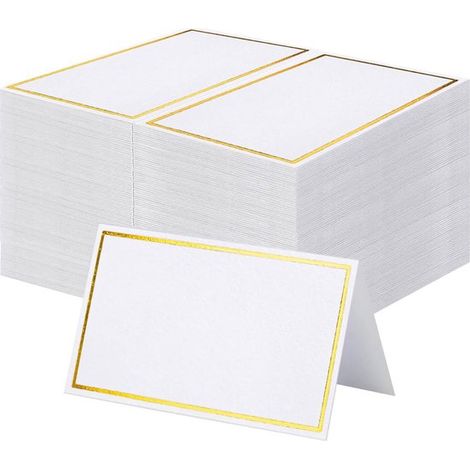 120 tarjetas de lugar de alta calidad,tarjetas de mesa pequeñas con bordes dorados,tarjetas de mesa plegables de 5 x 9 cm,tarjetas de nombre (1/5)