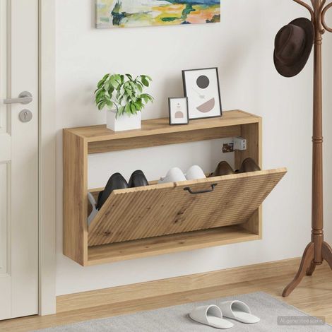 vidaXL Wall-Mounted Shoe Cabinet HAARLEM 71 x 17 x 43 cm Artisan Oak (1/5)