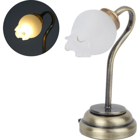 Lampe de table miniature en forme de fleur pour maison de poupée à l'échelle 1:12, lampe de bureau LED, modèle de meuble, jouet, abat-jour en forme de fleur (1/5)