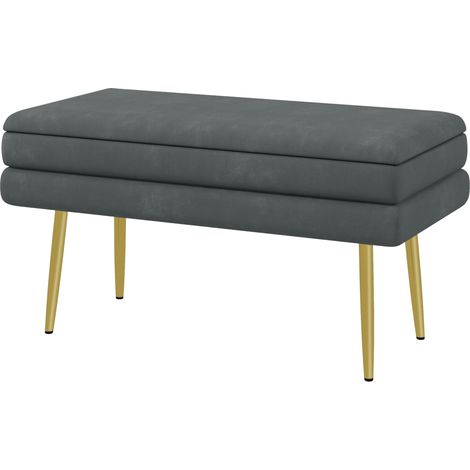 Banquette rembourrée avec espace de rangement, acier, 79,5 cm x 37,5 cm x 43 cm, gris foncé