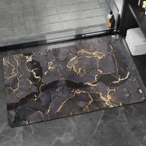 Tapis de bain antidérapant 40x60cm - Super absorbant - Séchage rapide - Lavable en machine - Gris clair - Pour douche et baignoire (1/5)