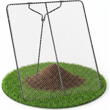 Relaxdays Soil & compost sieve, 12x12 mm, HxW: 100 x 80 cm, hot-dip galvanised steel, anthracite/silver (1/5)