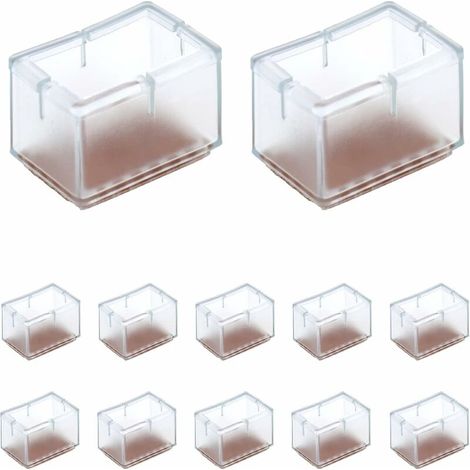 12 protectores rectangulares de silicona para patas de sillas, mesas y sofás, ancho 24-30 mm x largo 39-47 mm