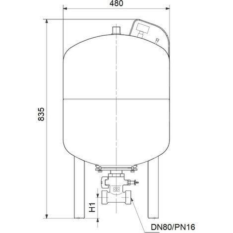 Zubehör für Druckerhöhungsanl. Membran-Druckkessel DT5-100 PN16 DN50 (1/2)