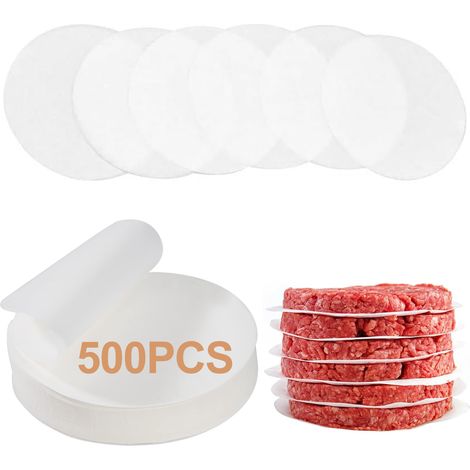 Papier à Hamburger - Papier Ciré Antiadhésif Rond 13 cm - Pour Galettes de Viande Fromage Pâtisserie - 500 Pièces (1/5)