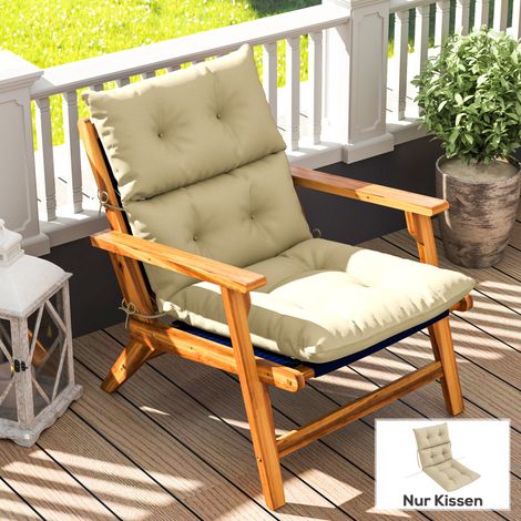 Coussin de siège, pour l’intérieur comme l’extérieur, coussin de chaise berçante, avec dossier, coussin épais rembourré pour l’assise, beige