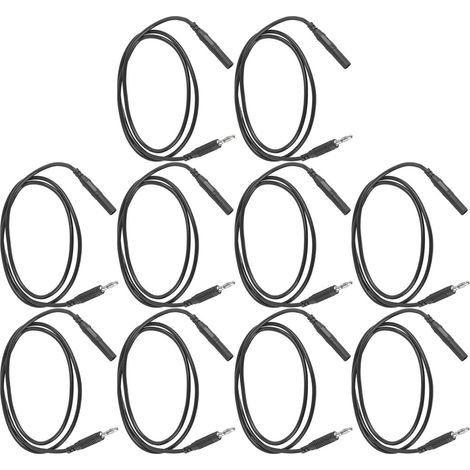 Jeu de 10 Fils de Test avec Fiches Banane 4mm Noires, Laiton, Câbles Électriques PA pour Multimètre, Pièces Auto (1/5)