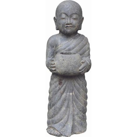 Statue jardin moine debout avec photophore 60 cm - Gris 60 cm (1/2)