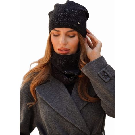 Ensemble d'hiver bonnet et snood couleur noir Cameo-Narcissus (1/4)